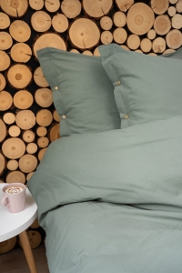 Pościel Pure Eco Line bawełniana 160x200 miętowa z guziczkami