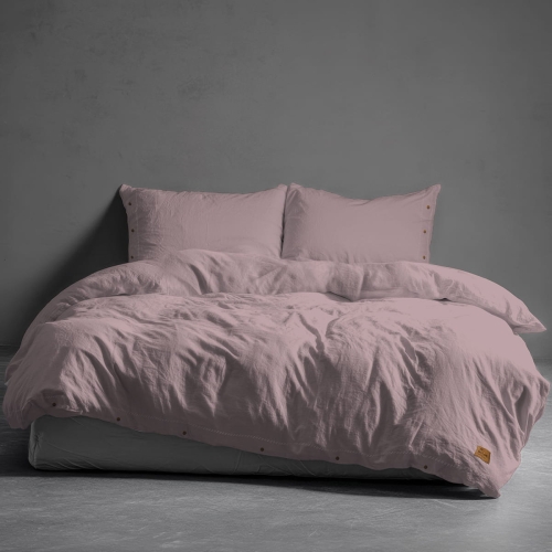 Pościel Pure Eco Line bawełniana 160x200 pudrowy róż z guziczkami