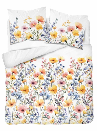 Komplet pościeli Home Satin z satyny bawełnianej 160x200 w kolorowe wiosenne kwiaty