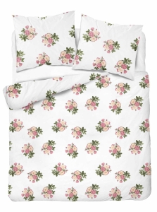 Komplet pościeli Home Satin z satyny bawełnianej 220x200 w różane bukiety