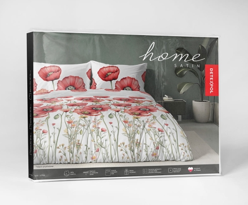 Komplet pościeli Home Satin z satyny bawełnianej 160x200 w czerwone maki