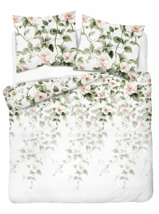 Komplet pościeli Home Satin z satyny bawełnianej 220x200 w motyw pudrowo różowego hibiskusa
