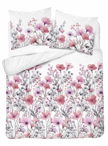 Komplet pościeli Home Satin z satyny bawełnianej 220x200 w różowe i fioletowe kwiaty