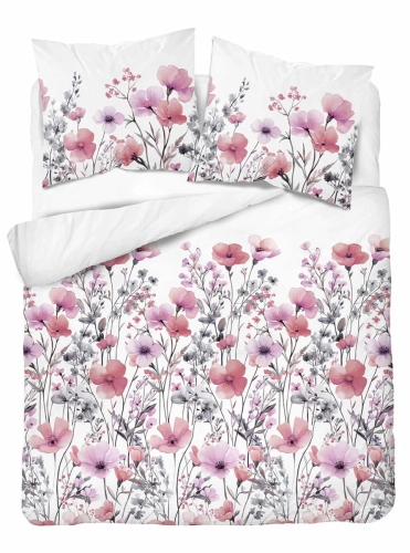 Komplet pościeli Home Satin z satyny bawełnianej 220x200 w różowe i fioletowe kwiaty