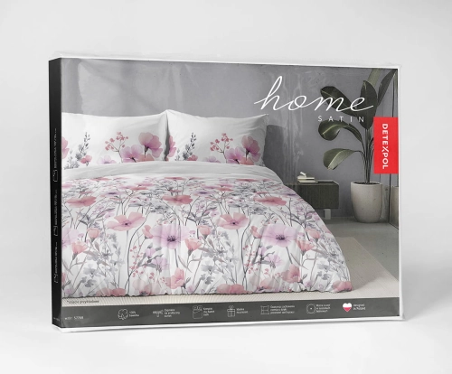 Komplet pościeli Home Satin z satyny bawełnianej 220x200 w różowe i fioletowe kwiaty