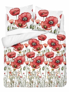 Komplet pościeli Home Satin z satyny bawełnianej 180x200 w czerwone maki