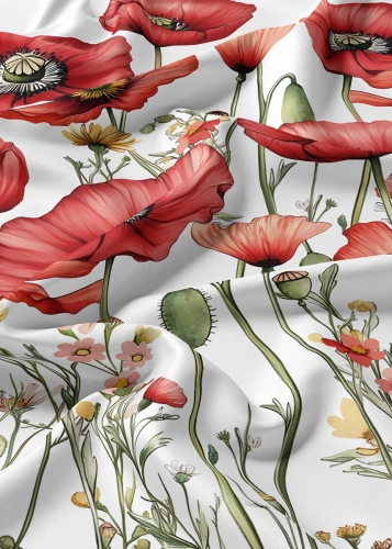 Komplet pościeli Home Satin z satyny bawełnianej 180x200 w czerwone maki