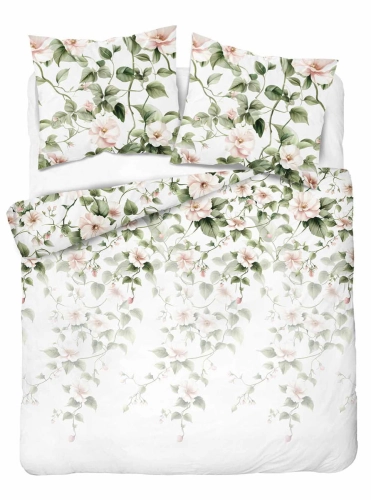 Komplet pościeli Home Satin z satyny bawełnianej 180x200 w motyw pudrowo różowego hibiskusa