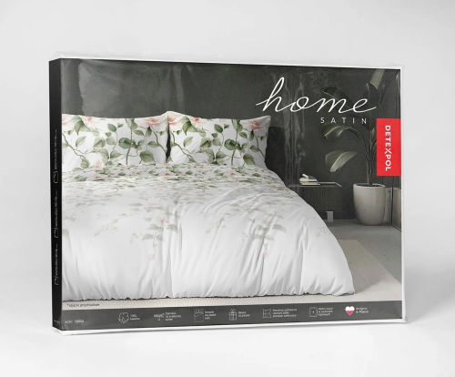 Komplet pościeli Home Satin z satyny bawełnianej 180x200 w motyw pudrowo różowego hibiskusa