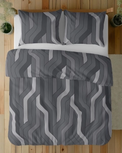 Pościel bawełniana 100% w odcieniach szarości 160x200 w figury geometryczne