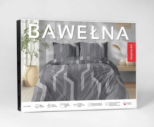 Pościel bawełniana 100% w odcieniach szarości 160x200 w figury geometryczne