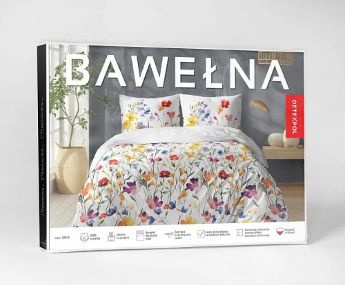 Pościel bawełniana 100% 180x200 w kolorowe kwiaty