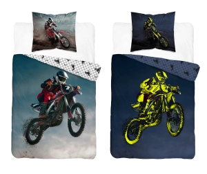 Pościel bawełniana młodzieżowa świecąca 140x200 Motocross
