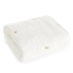 Ręcznik bawełniany kąpielowy biały 70x140 w kwiaty i motylki Bloom