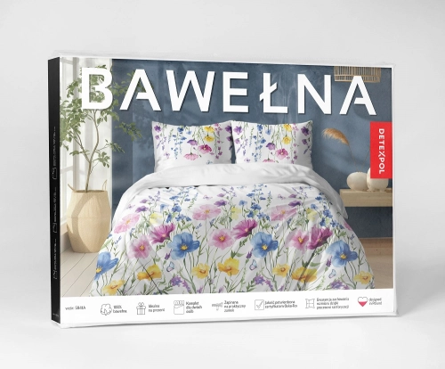 Pościel bawełniana 100% 220x200 w kwiatową łąkę