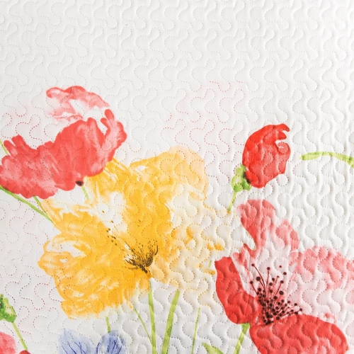 Narzuta biała 220x240 w kolorowe kwiaty
