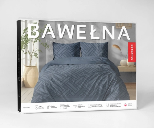 Pościel bawełniana 100% 180x200 granatowa geometryczna