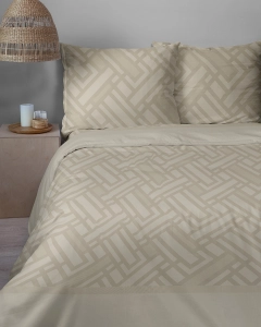 Komplet pościeli Home Satin z satyny bawełnianej beżowej 160x200 geometryczny wzór