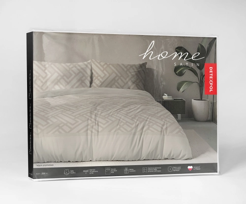 Komplet pościeli Home Satin z satyny bawełnianej beżowej 160x200 geometryczny wzór