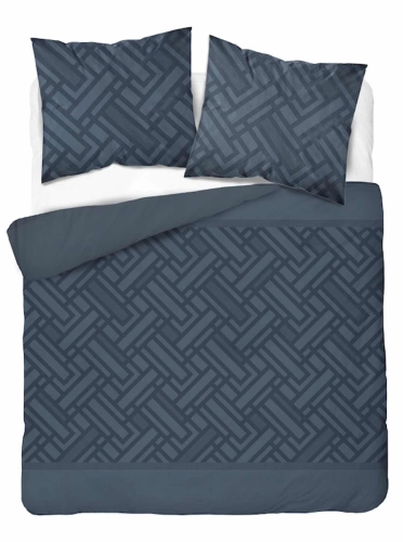 Komplet pościeli Home Satin z satyny bawełnianej granatowej 220x200 geometryczny wzór