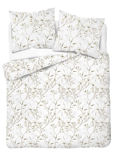 Komplet pościeli Home Satin z satyny bawełnianej 160x200 w zielono beżowe gałązki