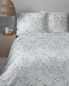 Komplet pościeli Home Satin z satyny bawełnianej 160x200 w zielone gałązki