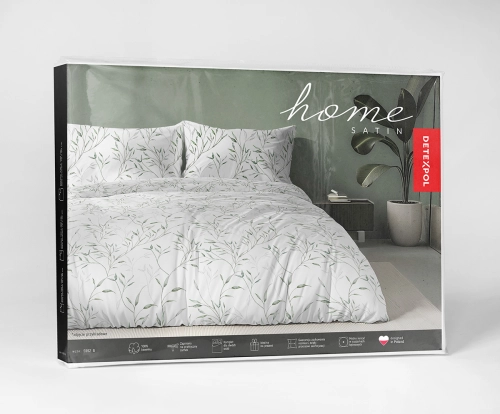 Komplet pościeli Home Satin z satyny bawełnianej 220x200 w zielone gałązki
