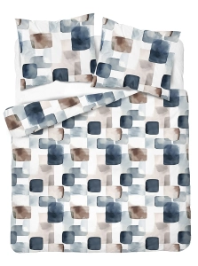 Komplet pościeli Home Satin z satyny bawełnianej 160x200 w geometryczną granatową mozaikę
