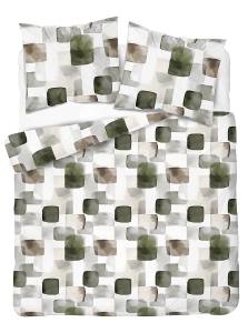 Komplet pościeli Home Satin z satyny bawełnianej 160x200 w geometryczną zieloną mozaikę