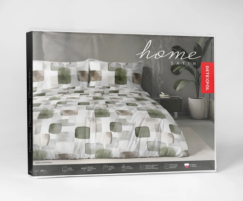 Komplet pościeli Home Satin z satyny bawełnianej 160x200 w geometryczną zieloną mozaikę