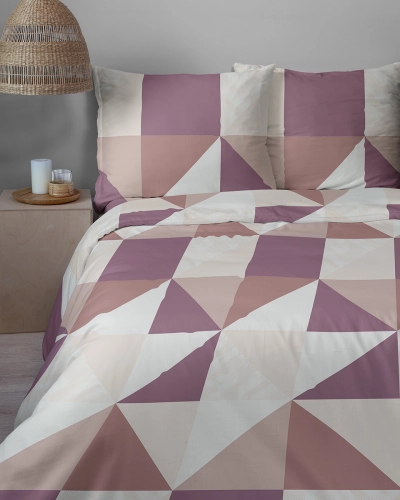 Komplet pościeli Home Satin z satyny bawełnianej 160x200 w trójkąty i kwadraty