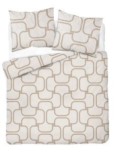 Komplet pościeli Home Satin z satyny bawełnianej beżowej 160x200 geometryczny wzór 