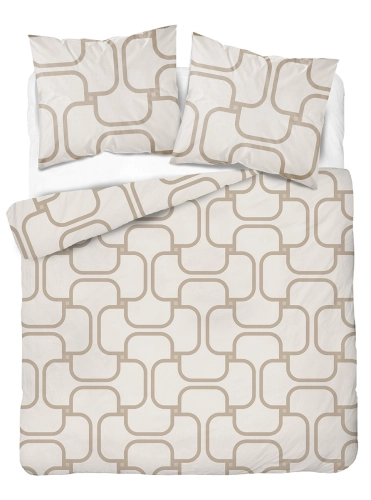 Komplet pościeli Home Satin z satyny bawełnianej beżowej 220x200 geometryczny wzór