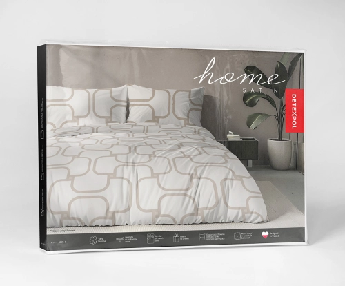 Komplet pościeli Home Satin z satyny bawełnianej beżowej 220x200 geometryczny wzór