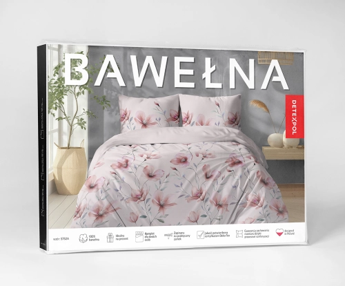 Pościel bawełniana 100% 220x200 pudrowe kwiaty