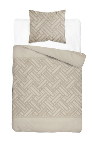 Komplet pościeli Home Satin z satyny bawełnianej beżowej 140x200 geometryczny wzór
