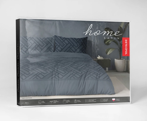 Komplet pościeli Home Satin z satyny bawełnianej granatowej 140x200 geometryczny wzór