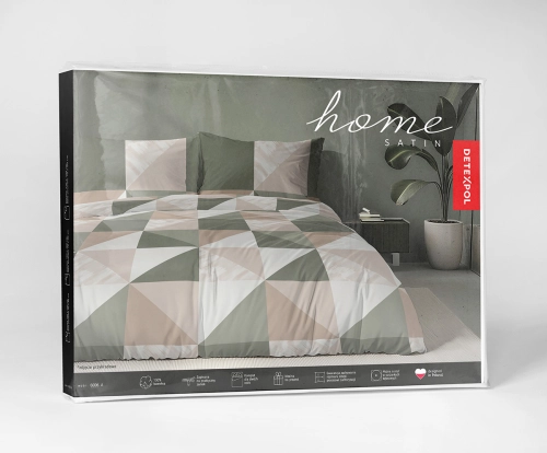 Komplet pościeli Home Satin z satyny bawełnianej 140x200 w trójkąty i kwadraty