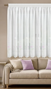 Firana gotowa Inesa 350x160 z kwiatowym haftem