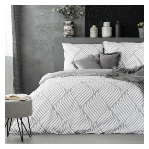 Komplet pościeli z bawełny 160x200 biało popielatej
