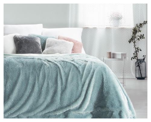 Koc Tiffany 170x210 miętowy włochaty
