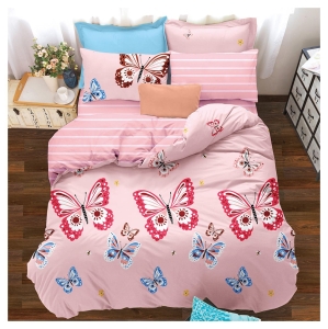 Komplet pościeli dwustronnej różowej 160x200 w motyle