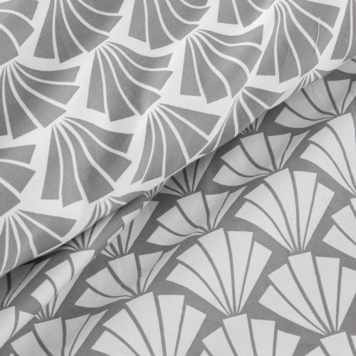 Komplet pościeli z bawełny satynowej 160x200 popielato białej Rosette