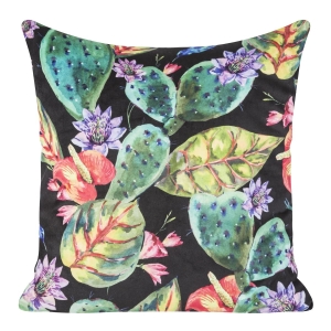 Poszewka dekoracyjna velvet 45x45 tropikalna czarno zielona