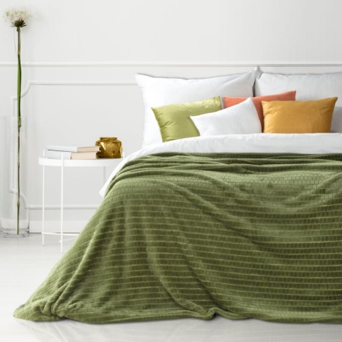 Koc pluszowy 200x220 oliwkowy