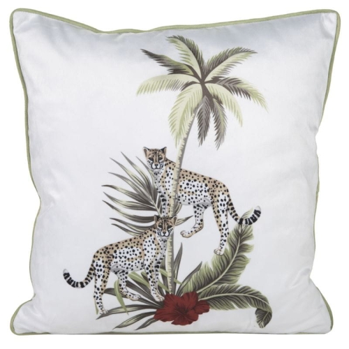 Poszewka dekoracyjna velvet biało zielona 45x45 jungle