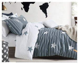 Komplet pościeli dwustronnej 200x220 w gwiazdki i paski